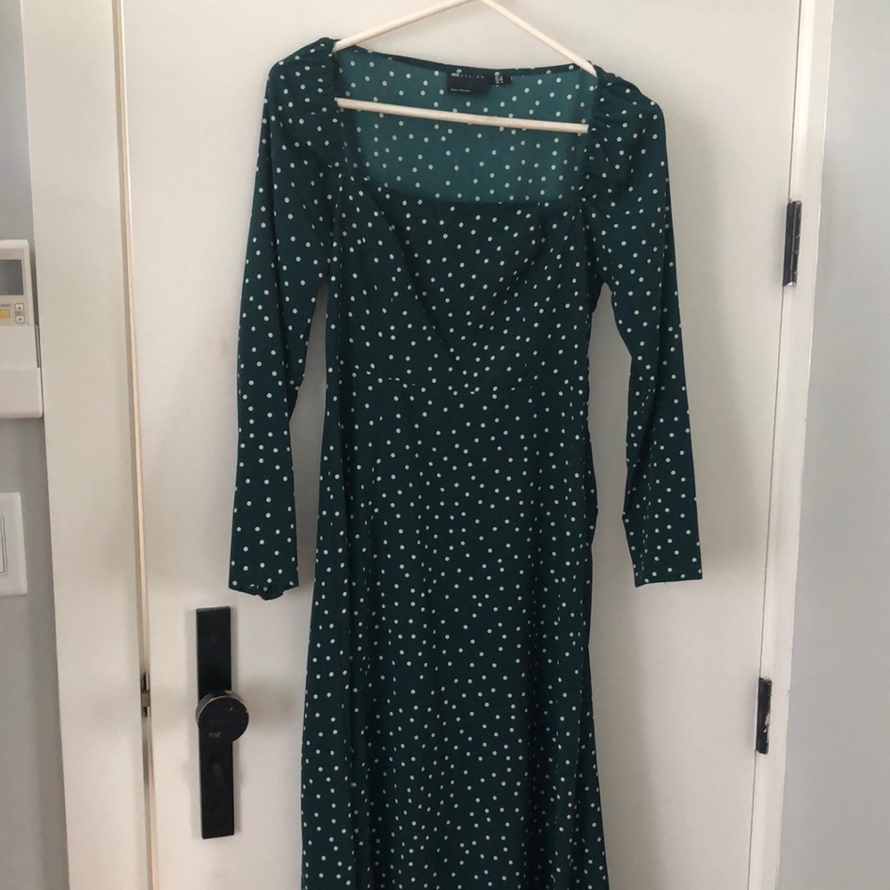 ASOS design straight neck polka dot dress